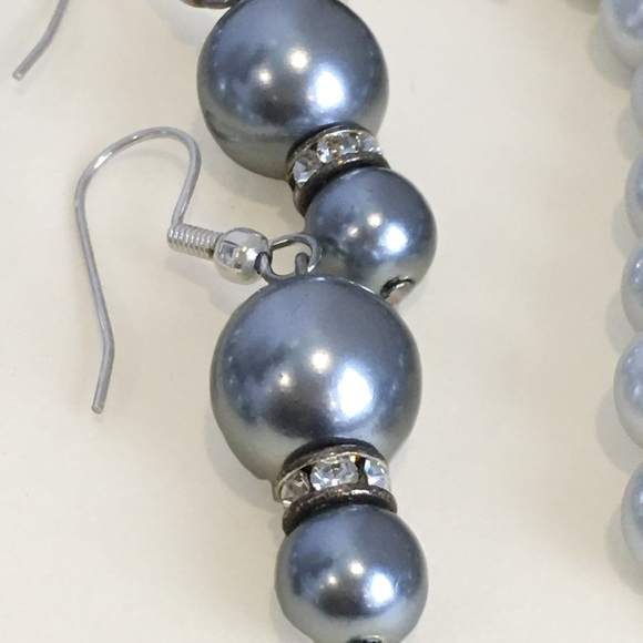 Genuine Swarovski Pearl and Crystal Rhinestone Rondelle Necklace Earring Set - Picture 7 of 8